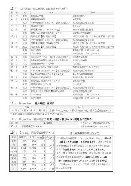 緑公民館だより令和6年11月号ウラ