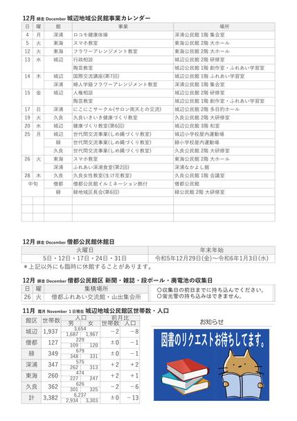 僧都公民館だより令和5年12月号ウラの画像