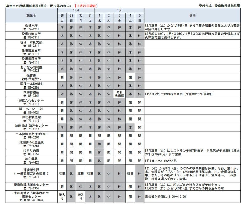 予定表の画像