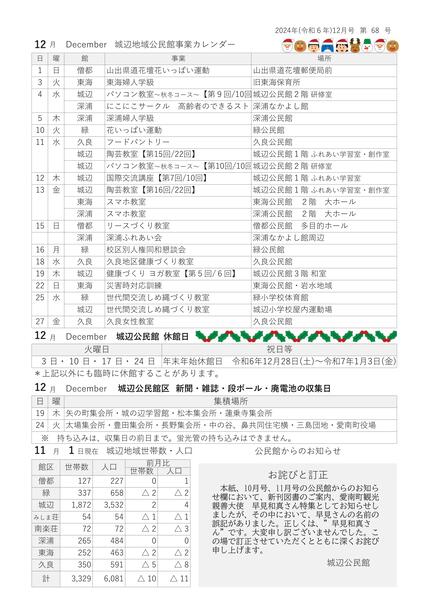 城辺公民館だより令和6年12月号ウラ