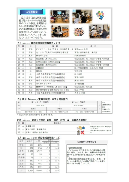 東海公民館だより令和7年2月号ウラの画像