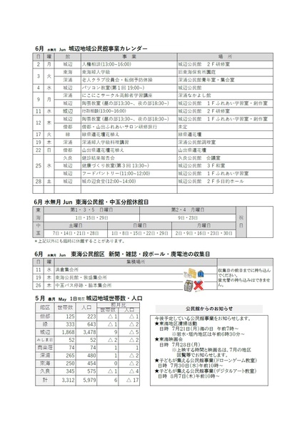 東海公民館だより令和7年6月号ウラの画像