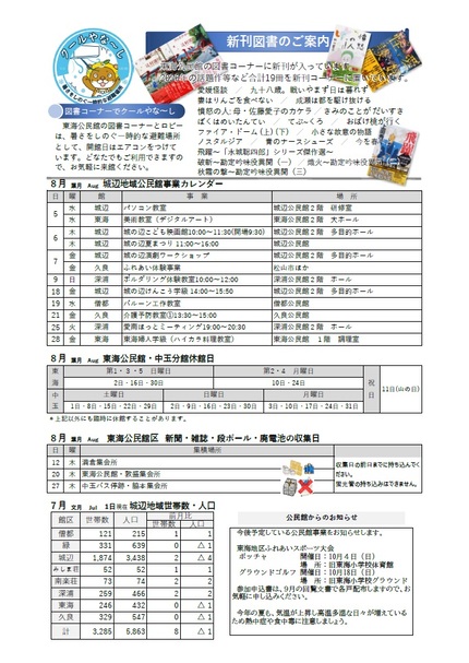 東海公民館だより8月号うら